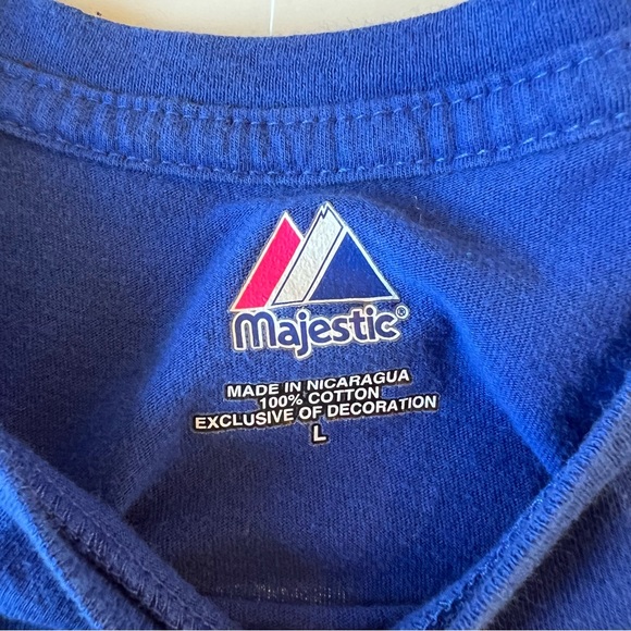 Majestic Kansas City Royals Baseball Large Blue DeJesus Shirt Top Tee - Picture 2 of 4